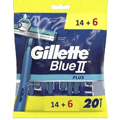 Gillette Blue II Plus Disposable Blades 14+6 Pieces
جيليت بلو اا بلس شفرات للاستعمال مرة واحدة للرجال 14+6 قطعة