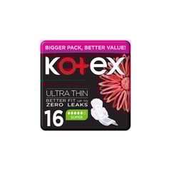 Kotex Ultra Thin Pads Super With Wings 16 Pads