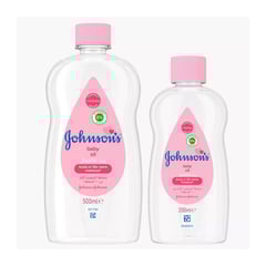 Johnson`s Baby Oil Long Size Pack 500 ml + 200 ml
جونسون زيت أطفال عبوة كبيرة 500 مل + 200 مل