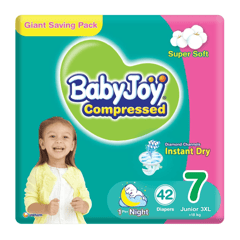 Baby Joy Compressed 3XL (7) +18 Kg Giant Saving Pack 42 Diapers