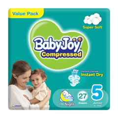  Baby Joy Compressed Junior (5) 14-23 Kg Value Pack 27 Diapers