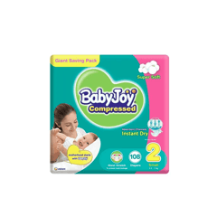 Baby Joy Size 2 Small 3.5-7 Kg Giant Pack 108 Diapers
 بيبي جوي حفاضات مقاس 2 لحديثي الولادة 3.5-7 كجم  108 حفاضة