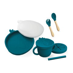 بيمبلى مجموعة طعام للأطفال 8 في واحد- لون أزرق داكن
