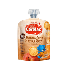 Cerelac Banana,Apple, Orange & Biscuit 90g
مهروس سيريلاك موز، برتقال، تفاح وبسكويت 90 جم