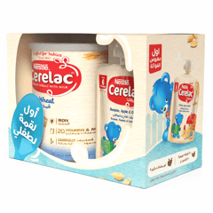 Cerelac Wheat Cereals 400g + Puree Apple, Banana & Oats Baby Food 90g