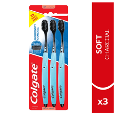 كولجيت فرشاة أسنان عالية الكثافة ناعم بالفحم (3 قطع)