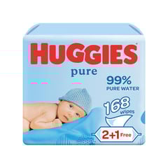 Huggies Baby Wipes Pure 2 packs +1 Free 168 Wipes