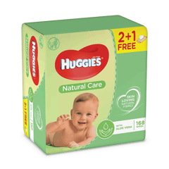 Huggies Baby Wipes Natural care Aloe Vera 2+1 Free 168 Wipes