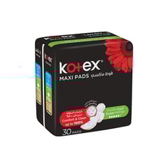Kotex Maxi Pads Super With Wings 30 Pads