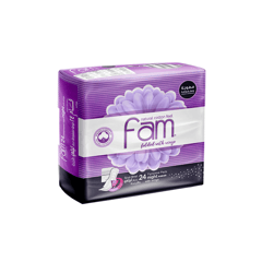 Fam Feminine Napkins 24 Pieces Trifold With Wings Night
فام فوط صحيه 24 قطعه بالاجنحه حجم ليلي