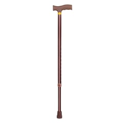 Walking Stick Aluminum Adjustable Hand Brown