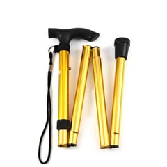 Walking Stick Aluminum Adjustable Hand Foldable Golden
