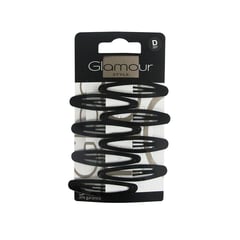 GLAMOUR HAIR SNAP CLIPS BLACK 8 PCS