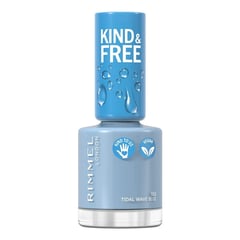Rimmel Kind & Free Clean Nail Polish - Breathable Top Coat - Plant-Based Formula - Kind To Animals & Vegan - 8 Ml - 25Oz, Shade 152 Tidal Wave Blue