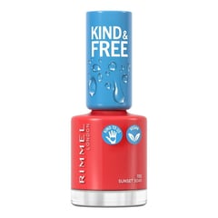 Rimmel Kind & Free Clean Nail Polish - Breathable Top Coat - Plant-Based Formula - Kind To Animals & Vegan - 8 Ml - 25Oz, Shade 155 Sunset Soar