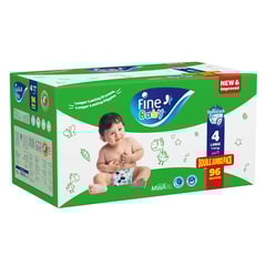 Fine Baby Size (4) Large 7-14 kg Double Jumbo Pack 96 Diapers
فاين بيبي مقاس (4) كبير 7-14 كيلو عبوة جامبو مزدوجة 96 حفاض