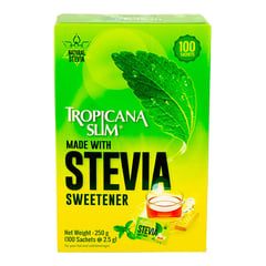 Tropicana Slim With Stevia Sweetener 100 Sachets
تروبيكانا سلم مع ستيفيا مُحلي 100 كيس
