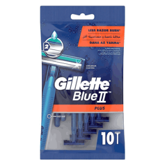 Gillette Razors Blue II Plus 10 Pieces
جيليت ماكينة بلو تو بلس كيس 10 قطع 