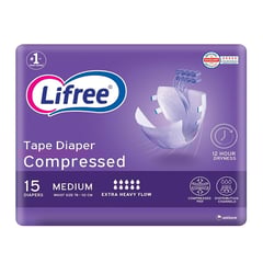 Lifree Tape Compressed Adults Diapers Medium 15 Diapers
ليفري حفاضات كبار السن شريط لاصق  مقاس وسط عبوة جامبو 15 حفاضة
