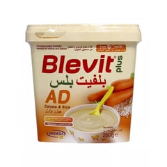 Blevit Plus AD Carrots & Rice Cereals 250g
بلفيت بلس سيريال طعام الأطفال بالجزر والأرز 250 جم