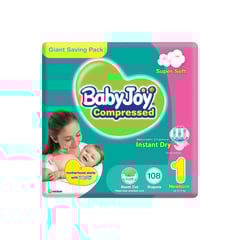 Baby Joy Compressed Newborn (1) Up to 4 Kg Giant Saving Pack 108 Diapers

