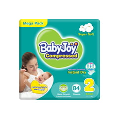 Baby Joy Compressed Small (2) 3.5-7 Kg Mega Pack 84 Diapers
