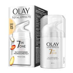 Olay Total Effects Day Moisturer SPF15 Cream 50 ml
أولاي توتال إيفيكتس كريم نهاري مرطب مع معامل حماية من الشمس 15 - 50 مل