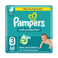 Pampers (3) Medium 6-10 Kg Mega Pack 68 Diapers
بامبرز لوشن الصبار (3) 6-10 كيلو عبوة ميجا 68 حفاضة