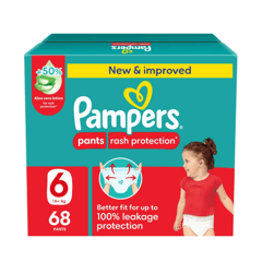Pampers Baby Pants (6) +16 Kg 68 Diapers
بامبرز كلوت بالصبار (6) +16 كجم عبوة ضخمة 68 حفاضة