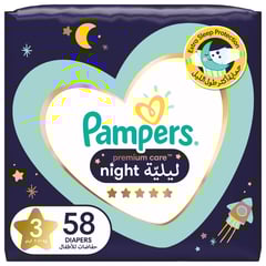 Pampers Premium Care Night Size 3, 7-11Kg, 58 Diapers