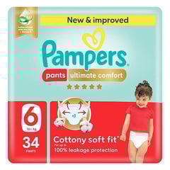 Pampers Premium Care Pants Diapers Size (6) (+16Kg) 34 Diapers
بامبرز كلوت عناية مميزة مقاس (6) +16 كيلو 34 كلوت