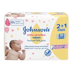 Johnson’s Extra Sensitive 98% Pure Water 168 Baby Wipes
جونسون بيبي مناديل مبللة فائقة الحساسية 98% مياه نقية 168 قطعة