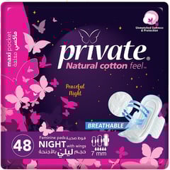 Private Maxi Pocket Night With Wings 48 Feminine Pads