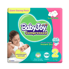 Baby Joy Size 2 Small 3.5-7 Kg Giant Pack 108 Diapers