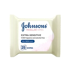 Johnson Micellar Wipes For All Skin Types Fragrance-Free 25 Wipes
