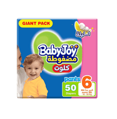 بيبي جوي كلوت مقاس 6 كبير جداً 16+ كغ العبوة العملاقة 50 حفاض