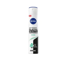 Nivea Antiperspirant Spray For Women Black & White Invisible Protection Clean 200Ml