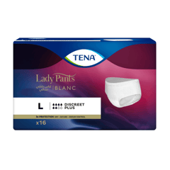 Tena Lady Pants Blanc Discreet Plus Large (16 Pieces )
تينا كلوت للسيدات كبير 16 قطعة