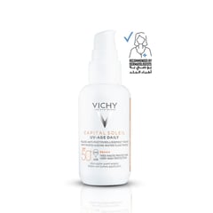 Vichy Capital Soleil UV-Age Daily Water Fluid Tinted Anti-Aging PA++++ SPF50+ - 40 ml
فيتشي كابيتال سولاي يو في-إيدج ديلي واقي شمس سائل مائي ملون مضاد لعلامات تقدم السن بمعامل حماية عالي من الشمس 50+ - 40 مل